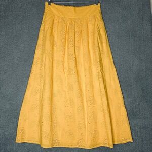 Daniel Rainn Yellow Eyelet Paisley Maxi Skirt Size L